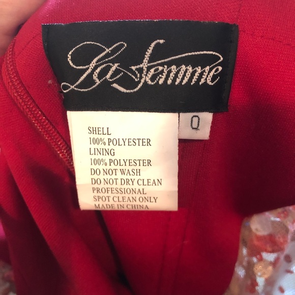 La Femme Red Sequin Floor-length Gown - Picture 3 of 7